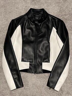Forever 21 Black and White Colorblock Faux Leather Jacket